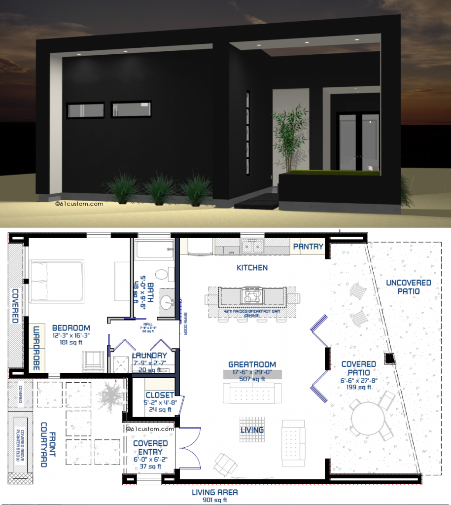 studio900 small modern houseplan