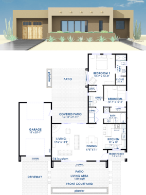 Contemporary Adobe House Plan | 61custom